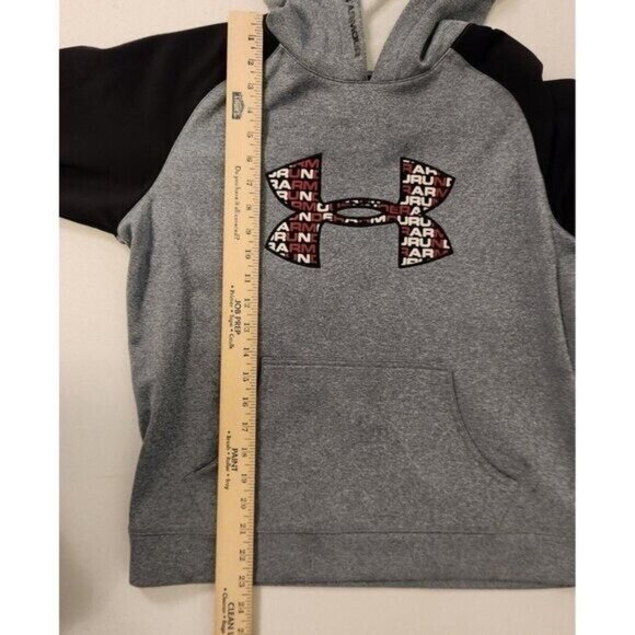 Under Armour Hoodie Fleece Logo Front Pullover Hooded Sweatshirt Youth Large EUC - Picture 13 of 13